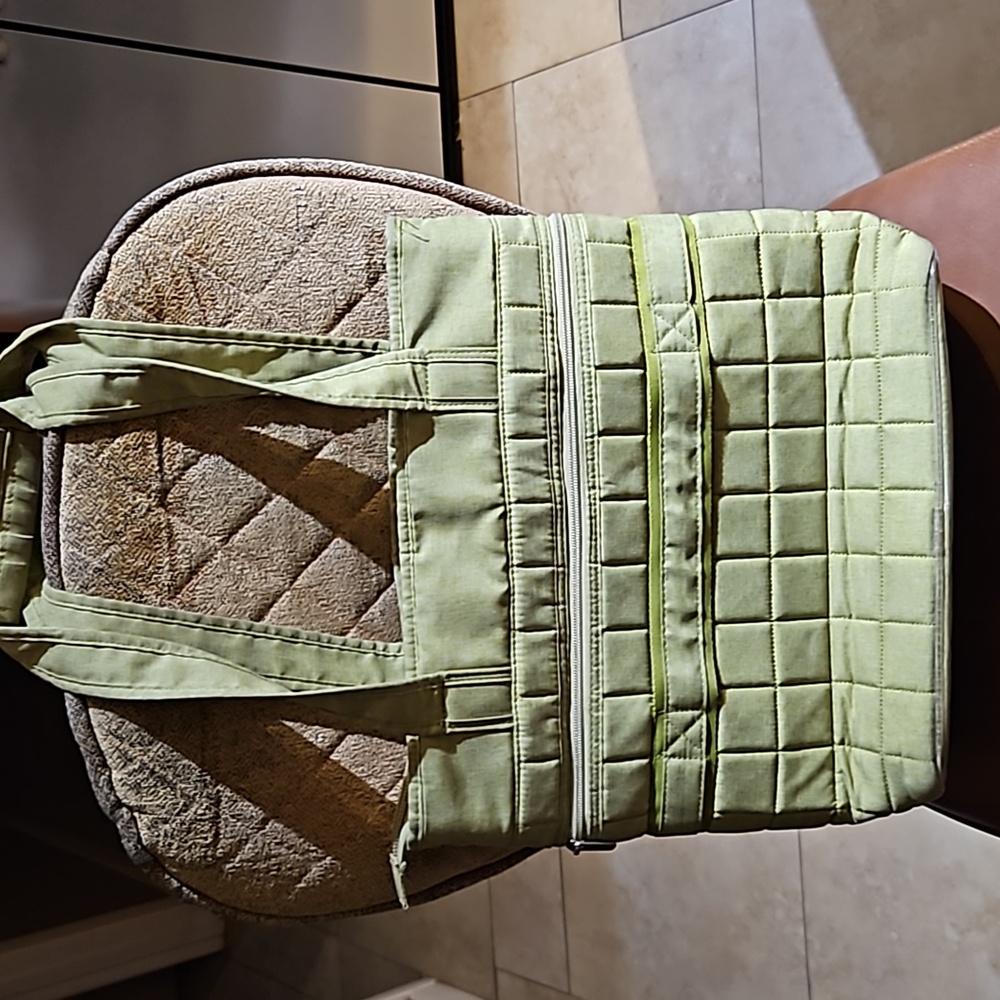 Lug Taxicab Shoulder Tote Bag Green Quilted Travel - Picture 2 of 4